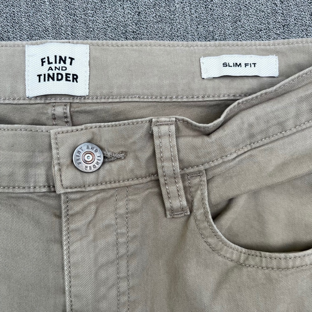 Flint and Tinder 365 Pant Slim Fit Khaki Tan 32x30 Mens Chino Trousers